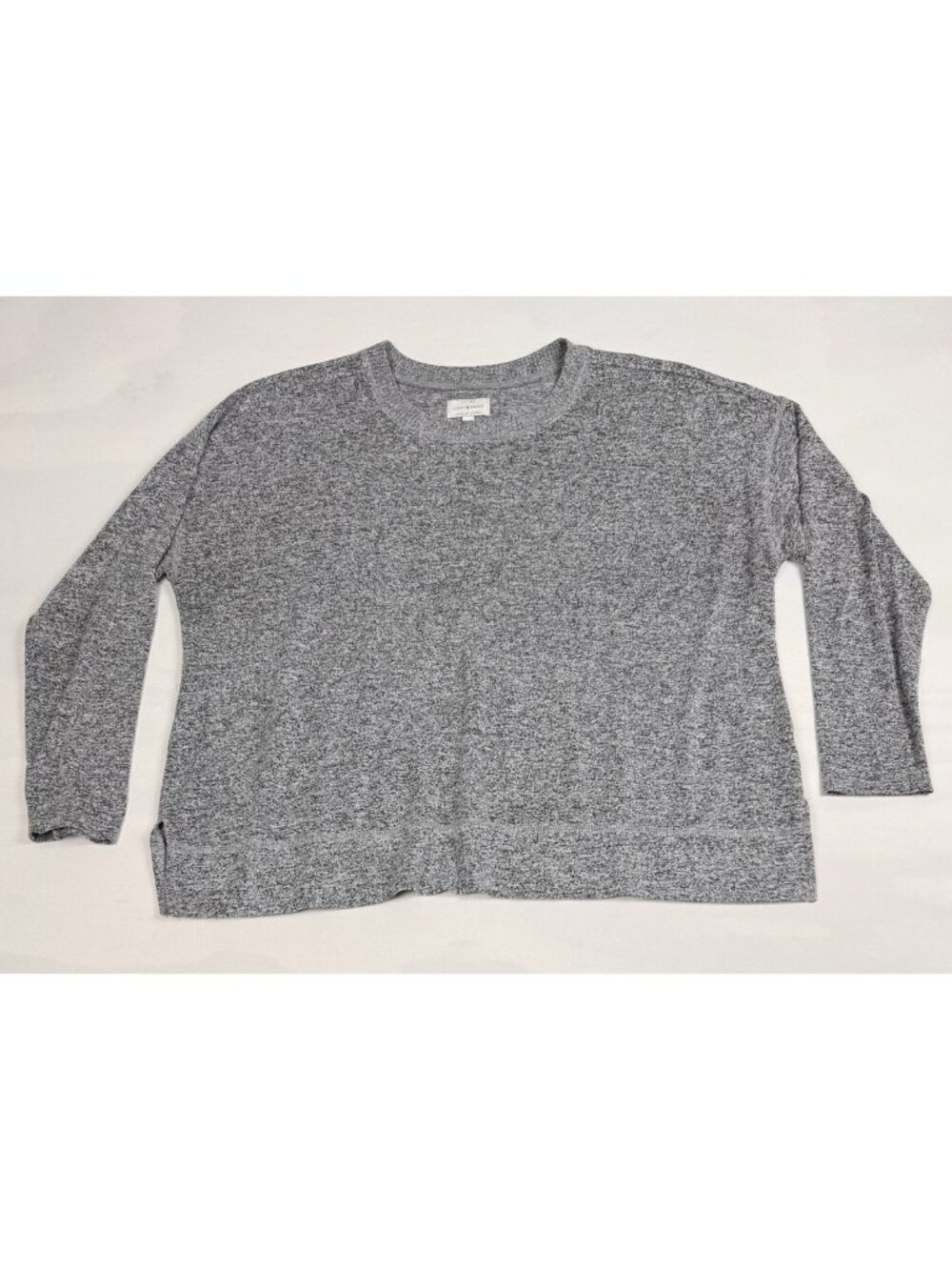 Lucky Brand Crewneck Sweatshirt Womens XL Gray Soft Knit Long Sleeve Banded Hem